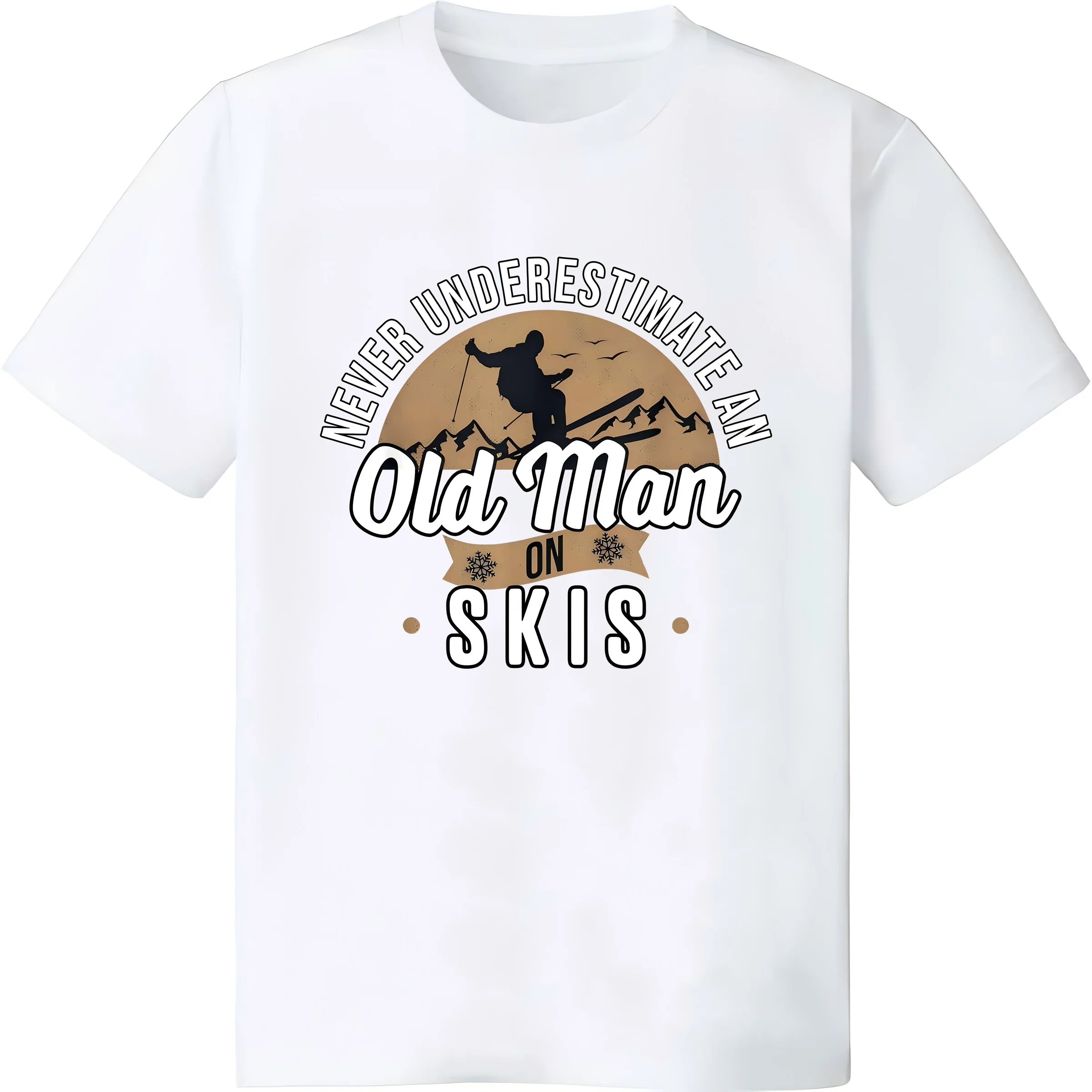 Never Underestimate An Old Man On Skis Ski Jumping Snow Fan T-Shirt