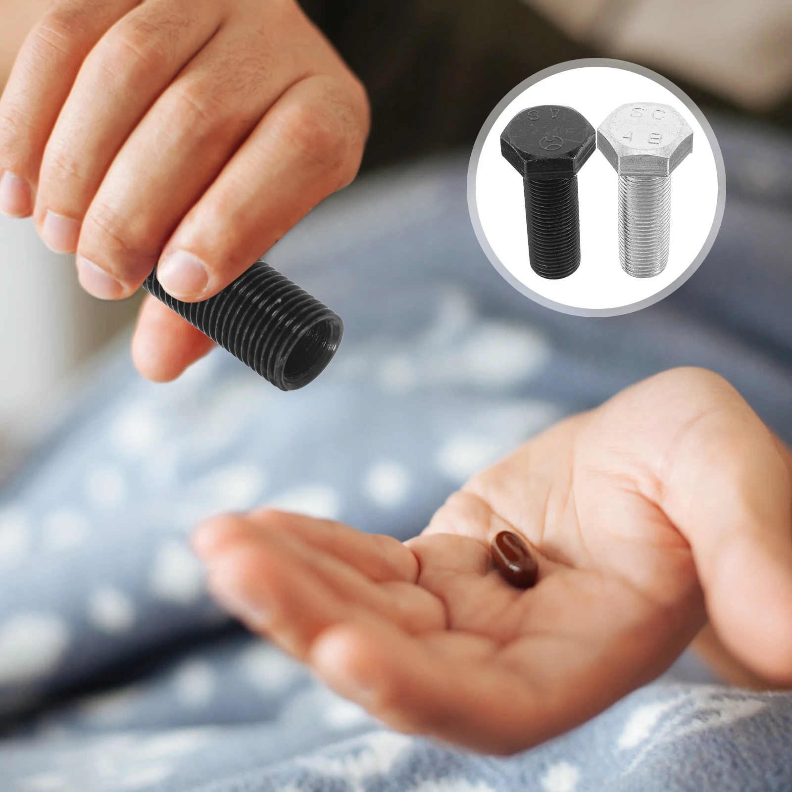 

2Pcs Waterproof Bolt Shaped Storage Box Metal Hidden Case Portable Secret Hider For Camping Accessories