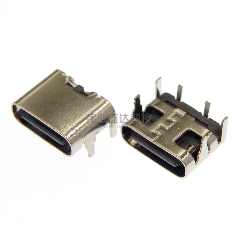 5Pcs Type-C 2Pin Horizontal 90 ° 180° Plug-in Board Quick Charging Type-C Female USB Female Plug-in Connector