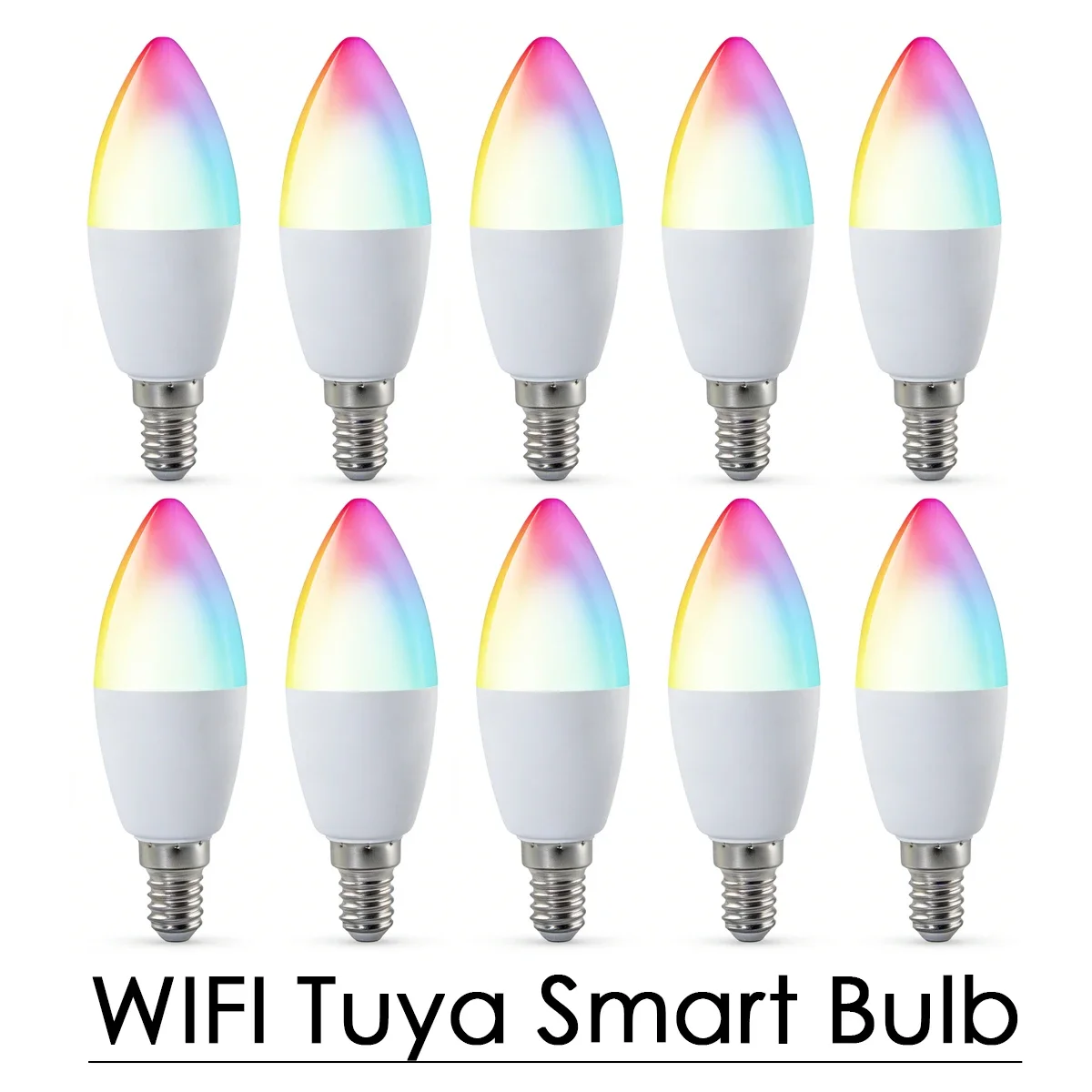 

C37 LED Candle Lamps WIFI Bluetooth RGB CW WW Bulb Tuya Smart 110V 220V 6W E14 APP Control Lights Life Home Group Crystal Lamps