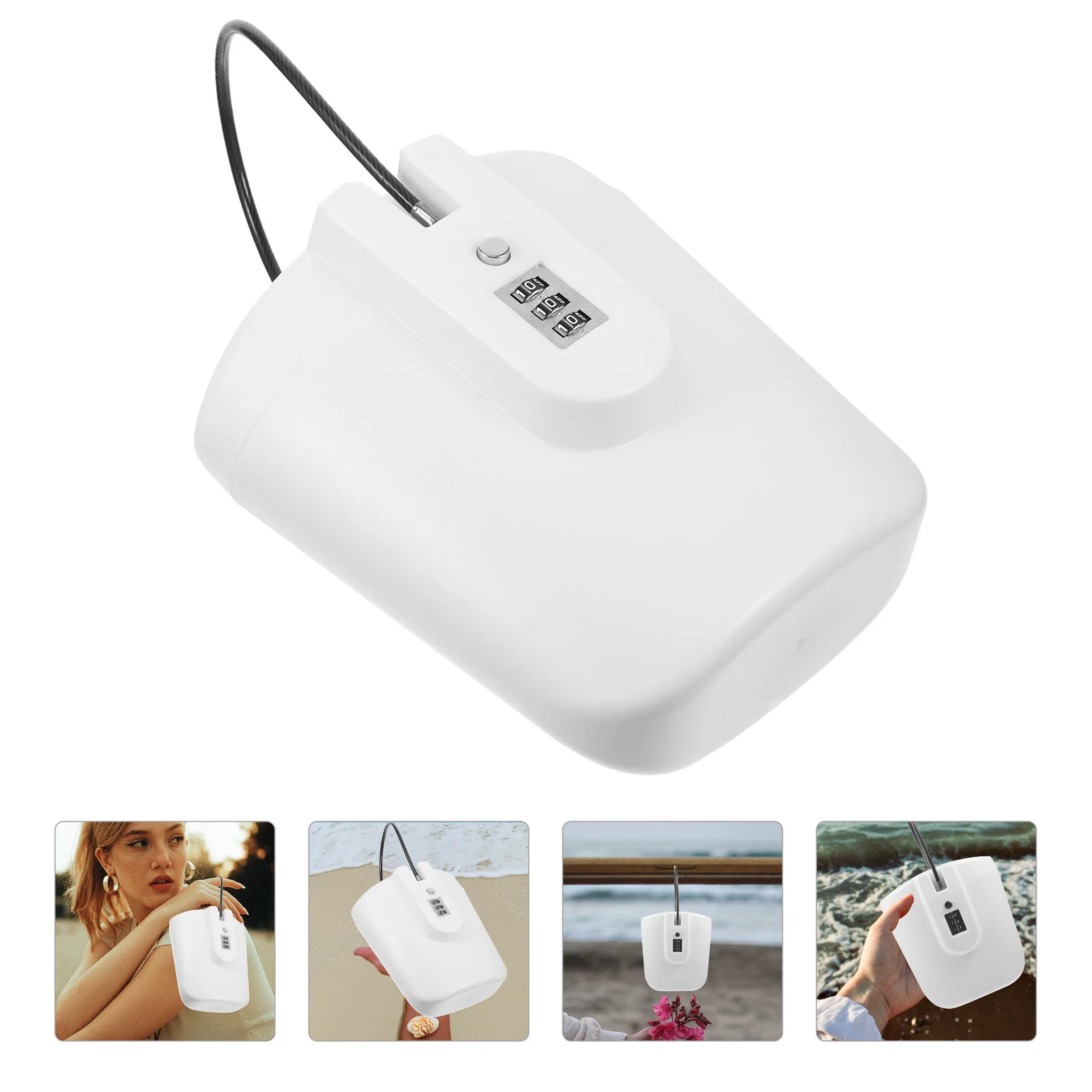 Imagem -02 - Portable Safe Lock Box Travel Safe Box Mini Praia Segurança Combination Lock Waterproof Key