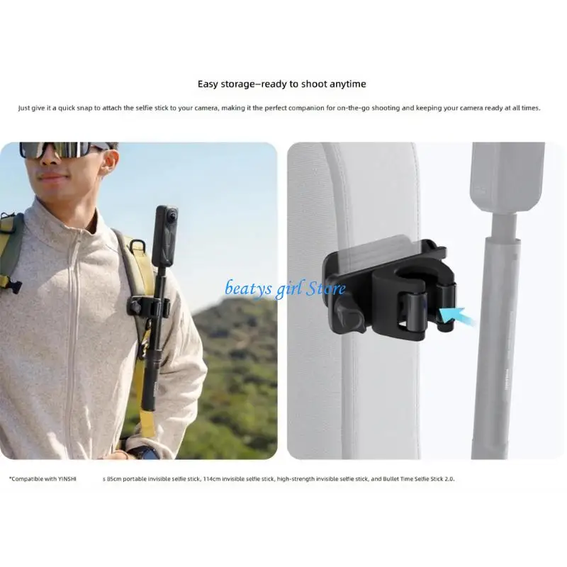 

C7AB Foldable Anti Shake Selfie Holder Light Weight Adjustable Camera Backpacks Mount Clip For HandsFree Recording