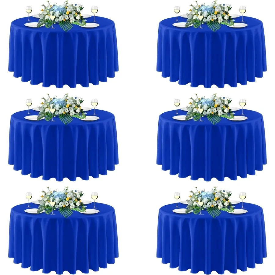 

Круглые скатерти королевского синего цвета, 120 дюймов, 6 шт. в упаковке — круглая ткань, скатерти для Дня независимости, свадебной вечеринки, банкета, брудочки