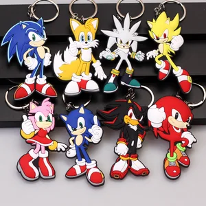 TAKARA TOMY Sonic The Hedgehog Anime PVC Porte-clés en caoutchouc souple Accessoires décoratifs pour jouets pour enfants Cadeau d’anniversaire 6 meilleurs porte-clés Sonic en vente - No 1