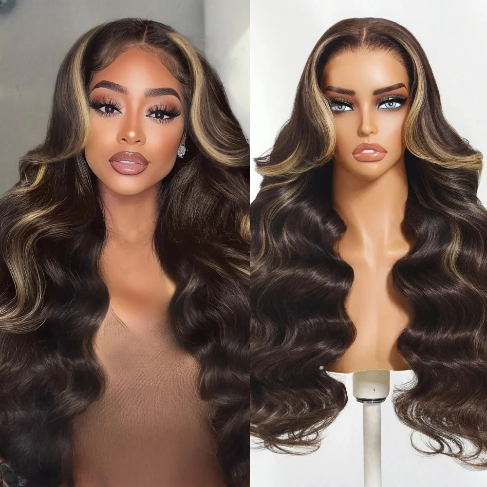 

Long 26inch Highligh Blond Wave 5x5 Silk Base Jewish Human Hair Wig With Baby Hair HD Lace European Hair Preplucked Glueless
