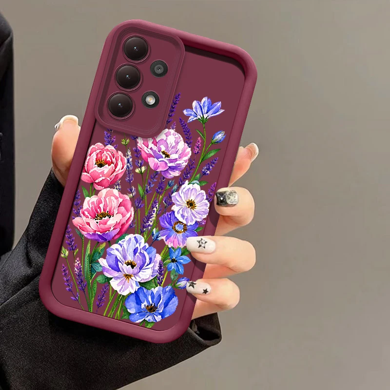 Flower Pattern Case For Samsung Galaxy Note 20 Ultra F54 F42 F41 F23 F16 F15 F14 F12 F06 F05 F04 F02S Soft Shockproof Cover Etui