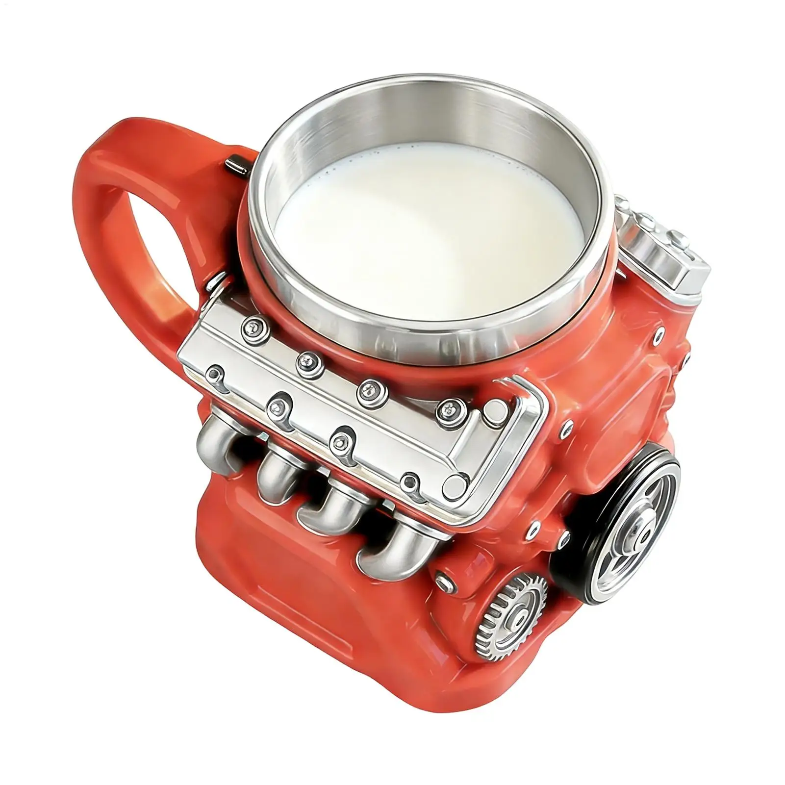 V8 Engine Shape Insulation Water Mug Coffee Travel Mug Mechanical Cup Stainless Steel Engine Travel Mugs For Men Car Enthusiast