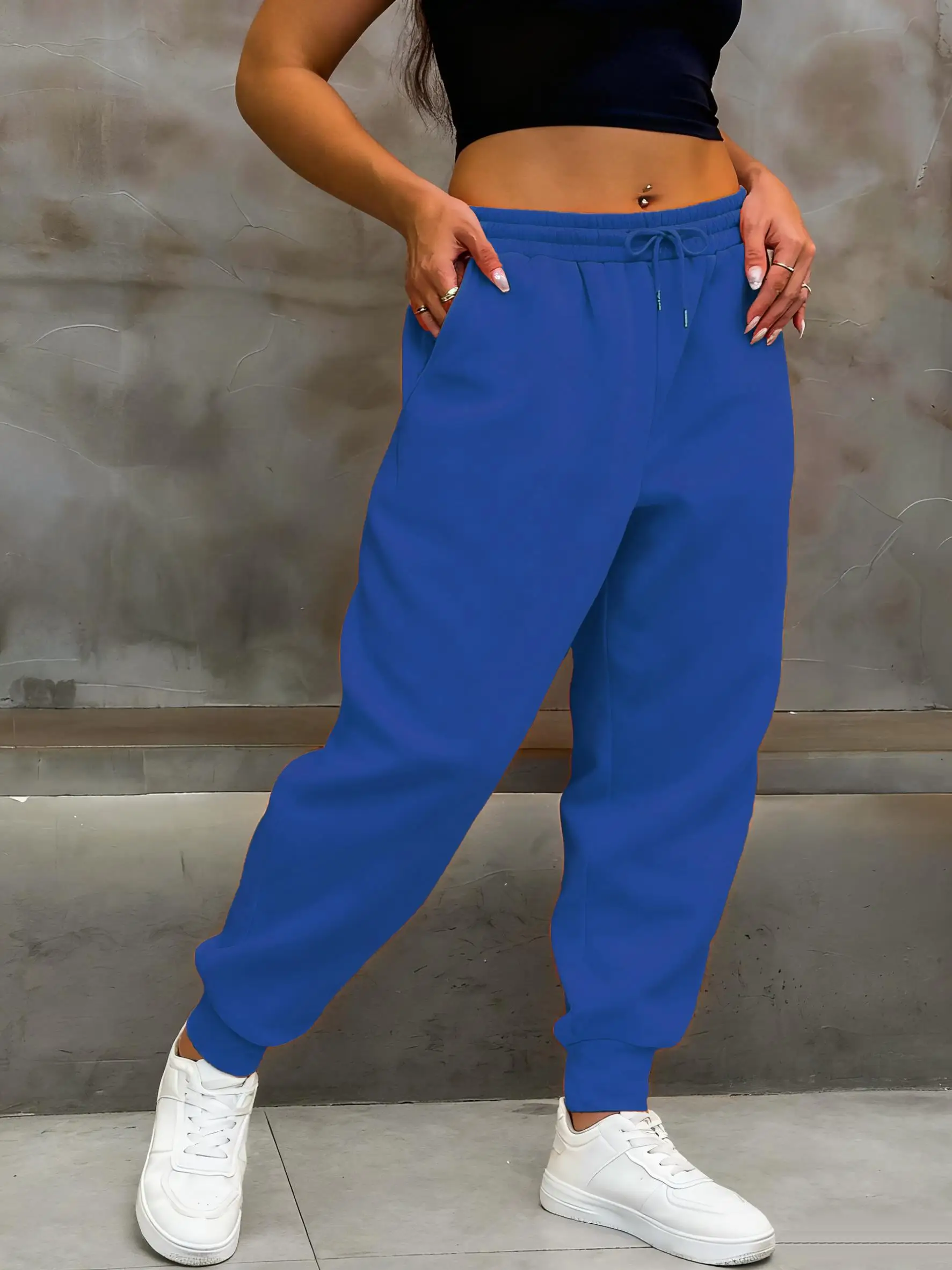 Damskie spodnie dresowe w jednolitym kolorze, uniwersalne, kolorowe spodnie sportowe Y2K, długie spodnie jesienne, spodnie z polaru ze sznurkiem, unisex, spodnie do tańca.