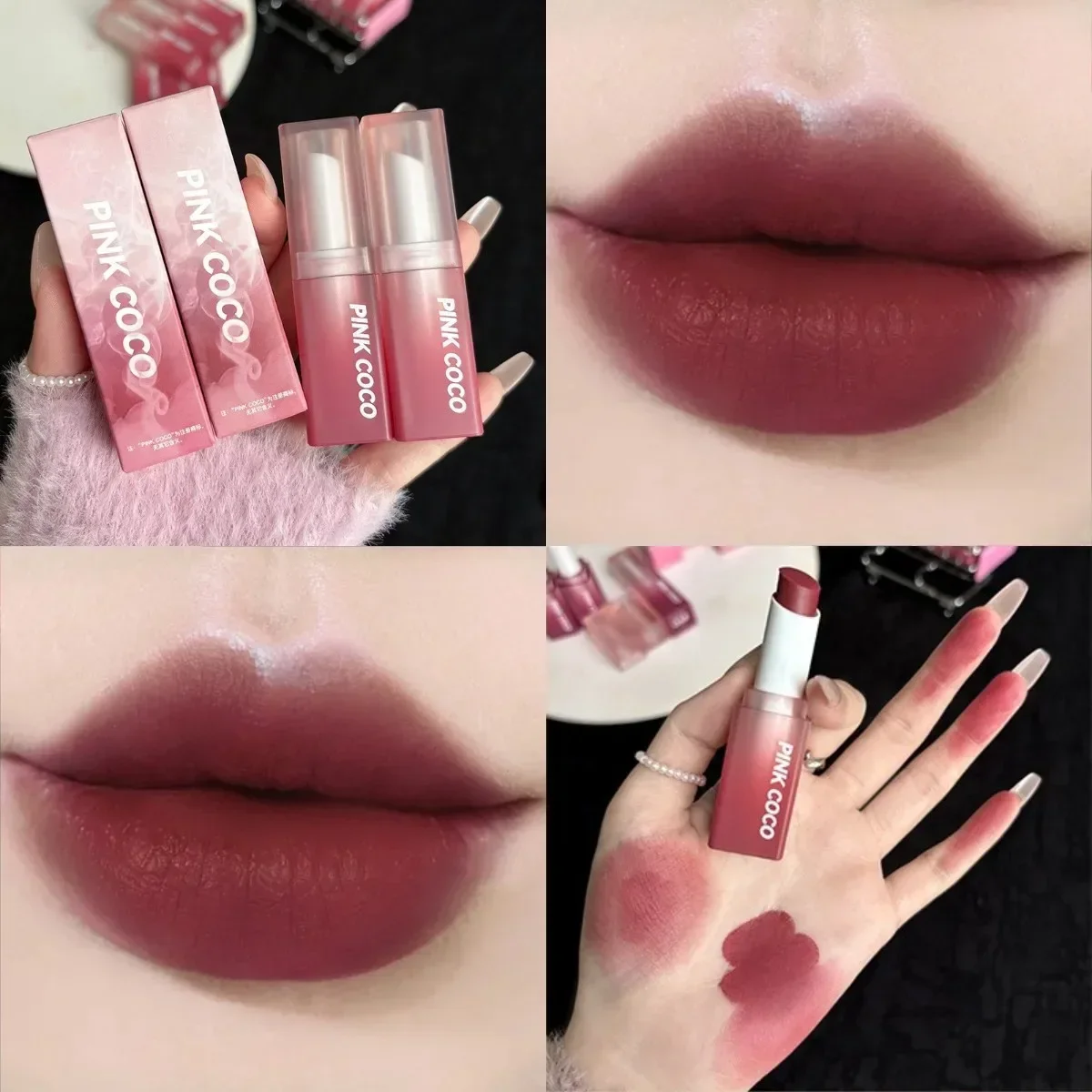 Velvet Matte ลิปสติก Moisturizing กันน้ํา Lasting Nude Peach Lip Tint Non-stick Cup Lip Gloss ลิปสติกสีแดงเครื่องสําอาง Make Up