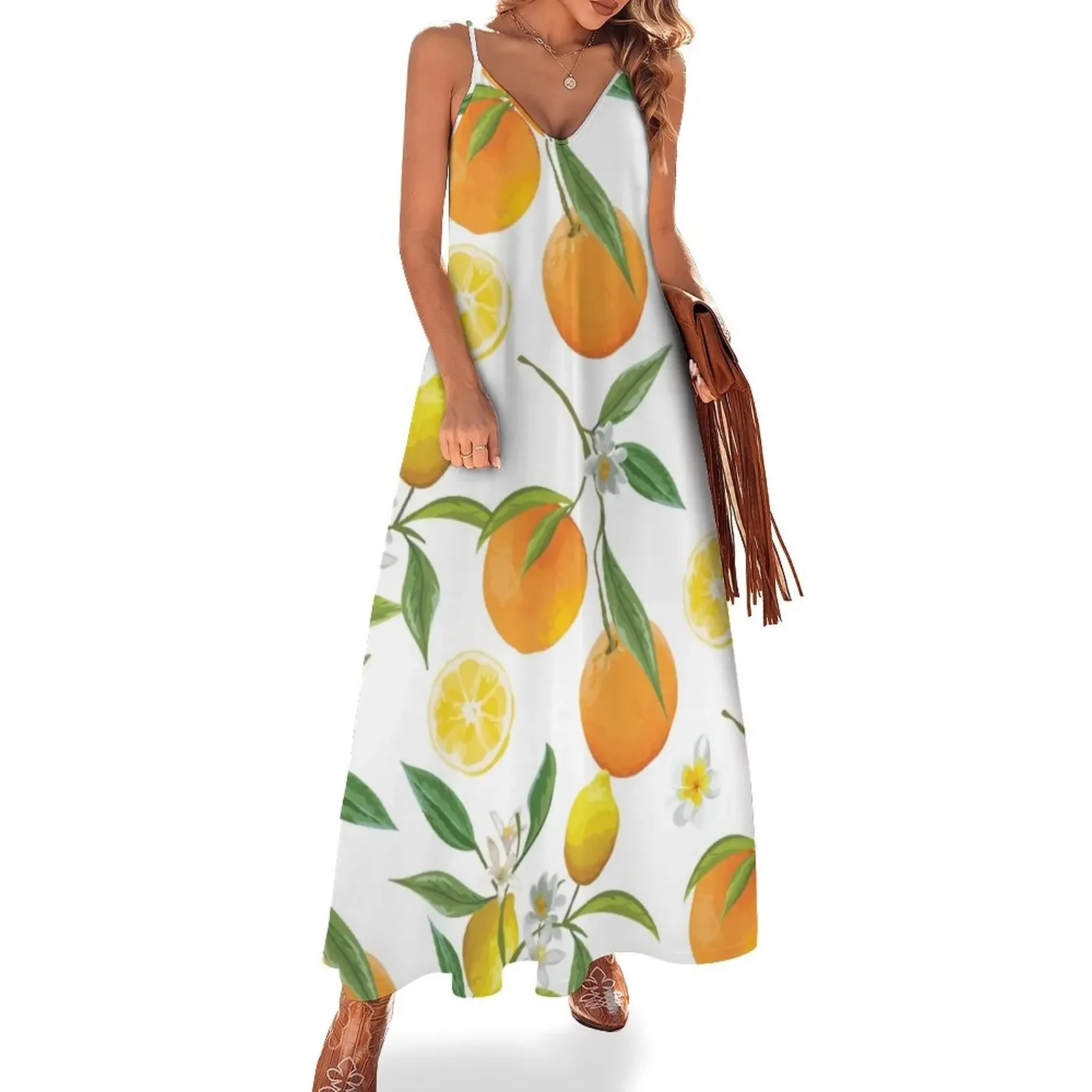 

Lemons and oranges Sleeveless Dress Woman dresses womens clothing fairy dress women dresses