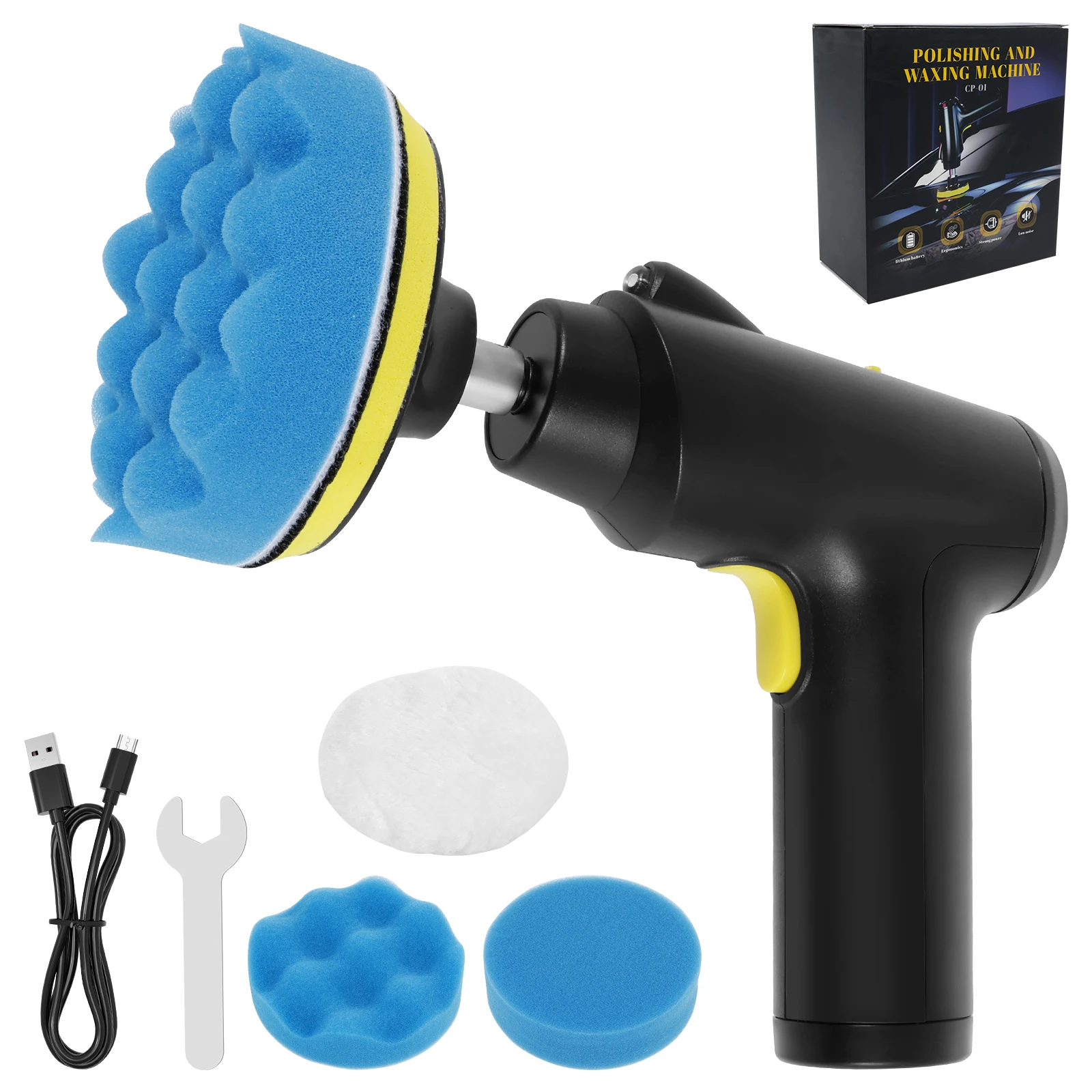 

Cordless Car Buffer Polisher Car Polishing Kit With 3 Variable Speed 4000mAh Battery for Car Detailing Waxing Scratch Repair