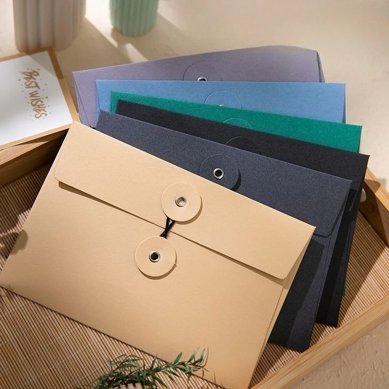 

Vintage Solid Color file folder Folder with String Tied, A4 A5 A6 Envelope Pouch for Wedding Invitations, Contract Documents