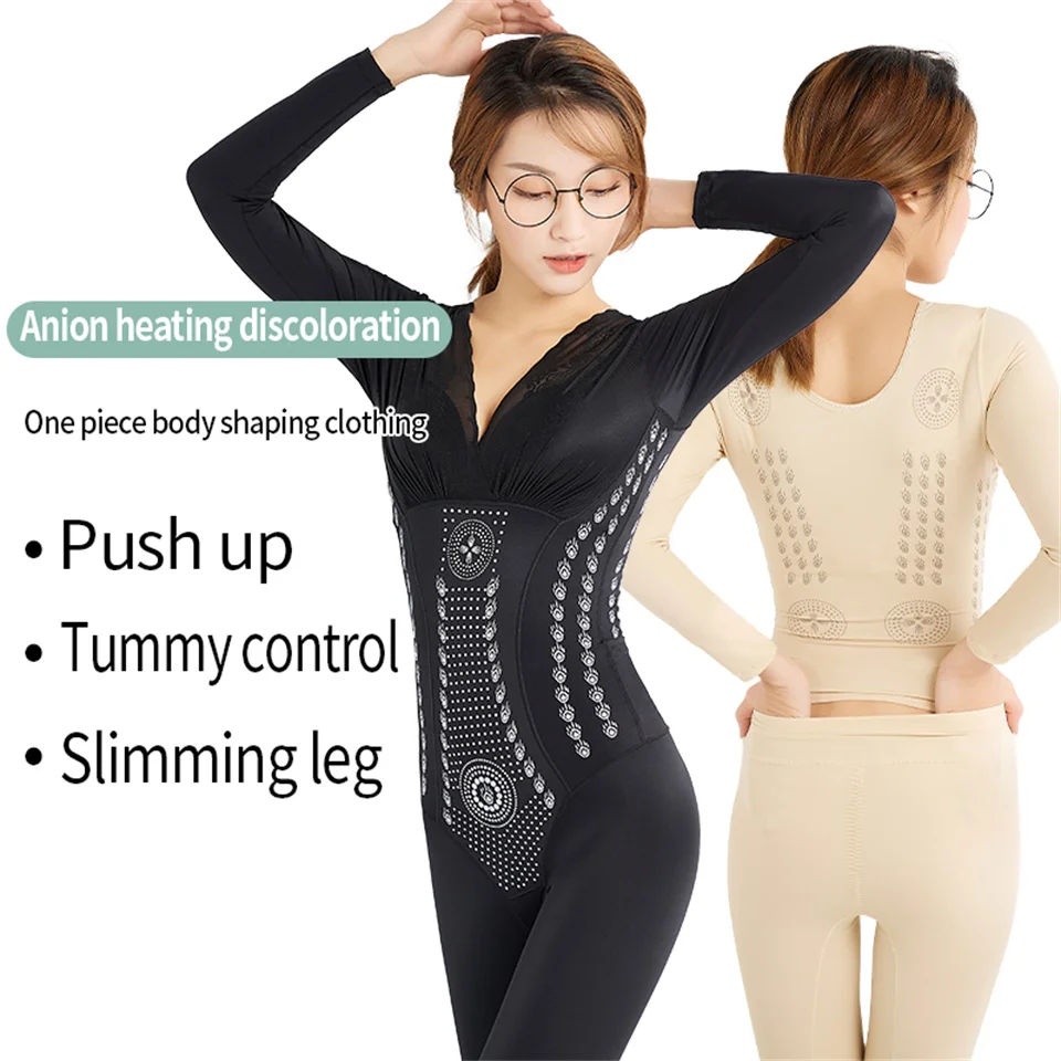 Becirzet Shapewear Damen Ganzkörper-Shaper Ionstech Einzigartige Faser Fettreduzierende Kompressions-Unterwäsche mit Po-Lifting-Effekt Lange Schlankheits-Unterwäsche – Detail 3