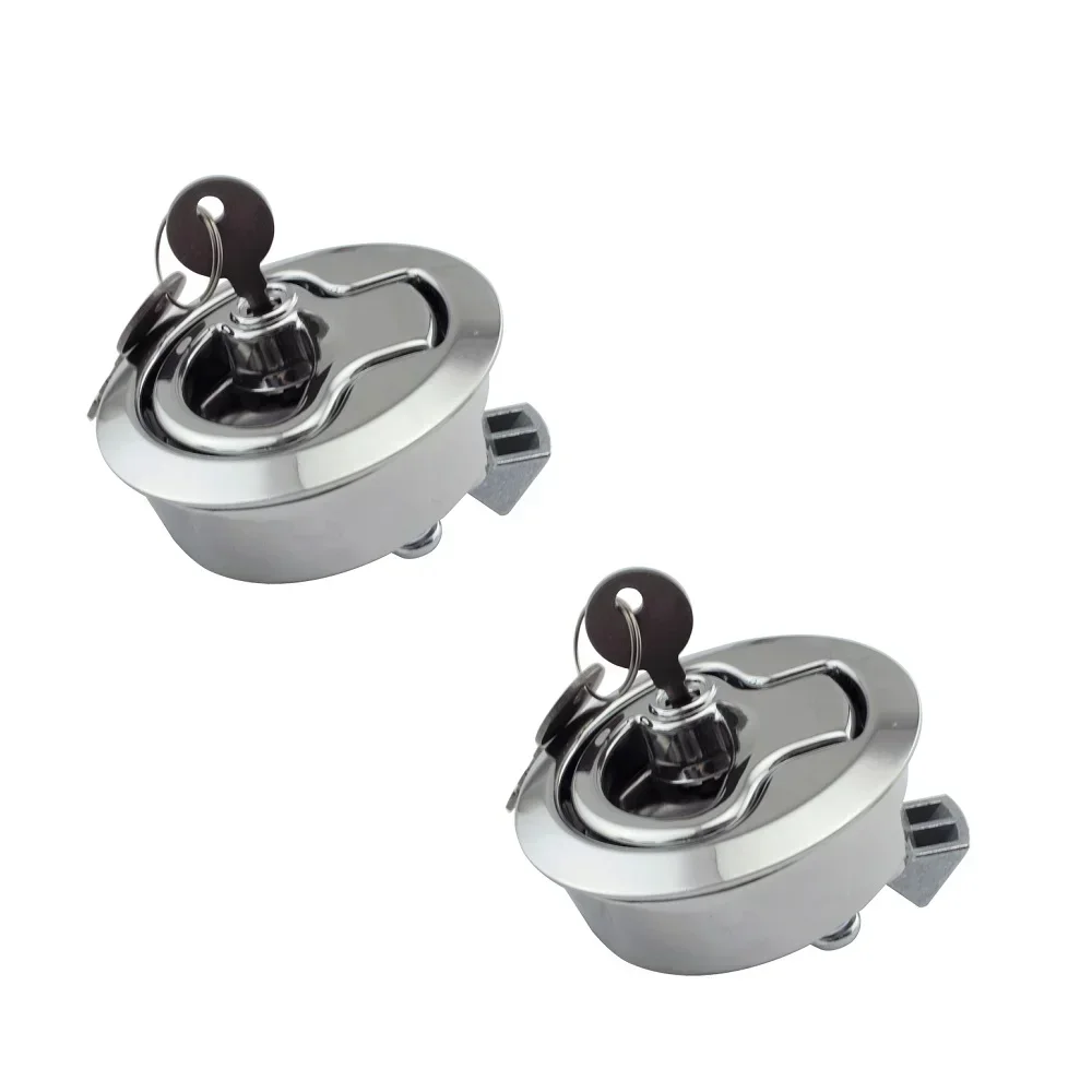 2inch  Zinc Alloy Round Bass Boat Cam Locker Door Latches Slam Latch With Key For Marine Cabinet Hardware Storage Compartm