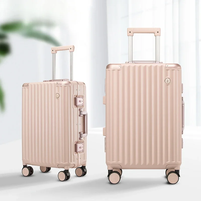 New Design Aluminum Frame Rolling Luggage Travel Suitcase Boarding Trunk Large Capacity Trolley Case Silent Universal Wheel