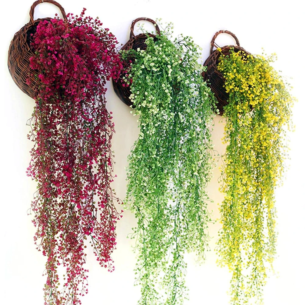 83 cm künstliche grüne Pflanzen, künstliche Blumen, Ranke, hängender Efeu, Rettich, Traubenblätter, Algen, Garten, Zuhause, Wand, Party-Dekoration