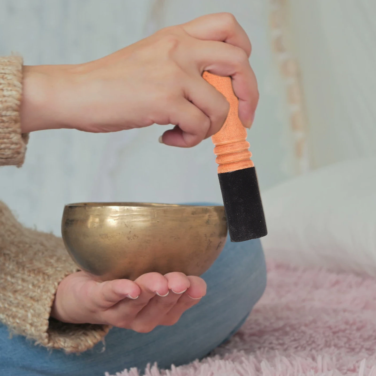 

2 Pcs Sound Bowl Wooden Stick Healing Music Instrument Miniature Meditation Rod Singing Striker Practical Child