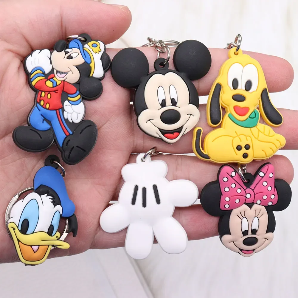 1PCS PVC Keychains Cartoon Disney Mickey Minnie Key Chains for Car Keys Cute Keyring Keychains Kids Party Gift Bag Decoration