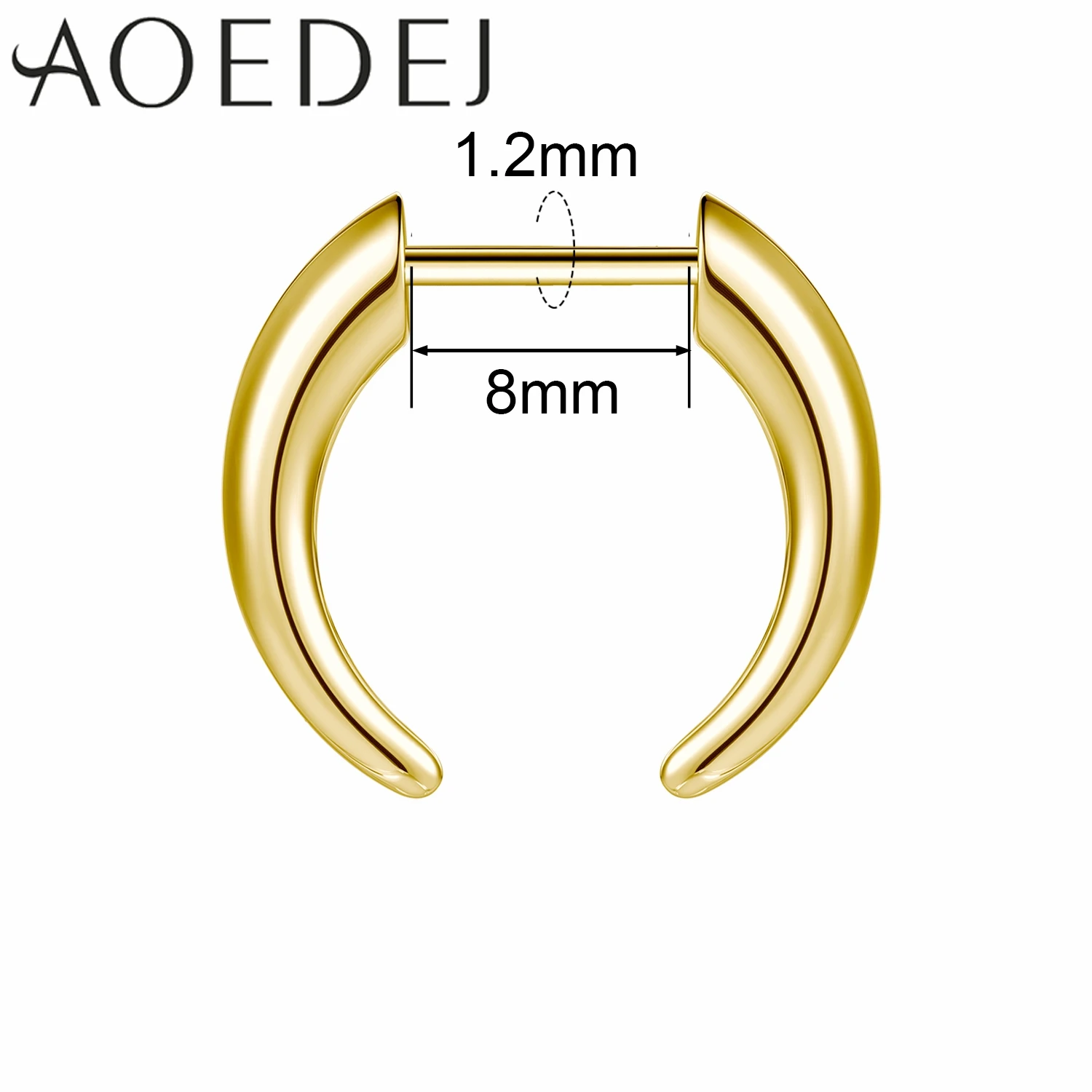 AOEDEJ 1 PC 16G Plug-In-Stil Edelstahl Nasenringe Damen Herren Septum Ring Spike Ox Horn Große Messgeräte Körperpiercings 8/10 MM