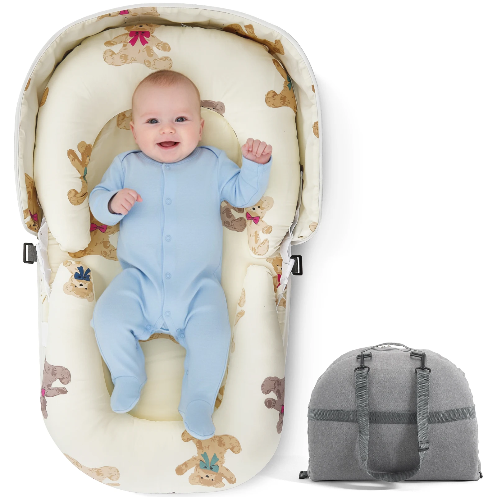 Nido portátil para bebés para dormir juntos, cuna para recién nacidos, de algodón transpirable y ajustable, para usar en la cama.