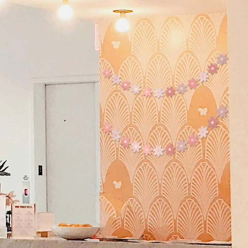 Pink Daisy Party Decor - Groovy Boho Decor Party Garland แบนเนอร์ - ฤดูใบไม้ผลิ Daisy ดอกไม้ Cutouts Bunting ธงแบนเนอร์