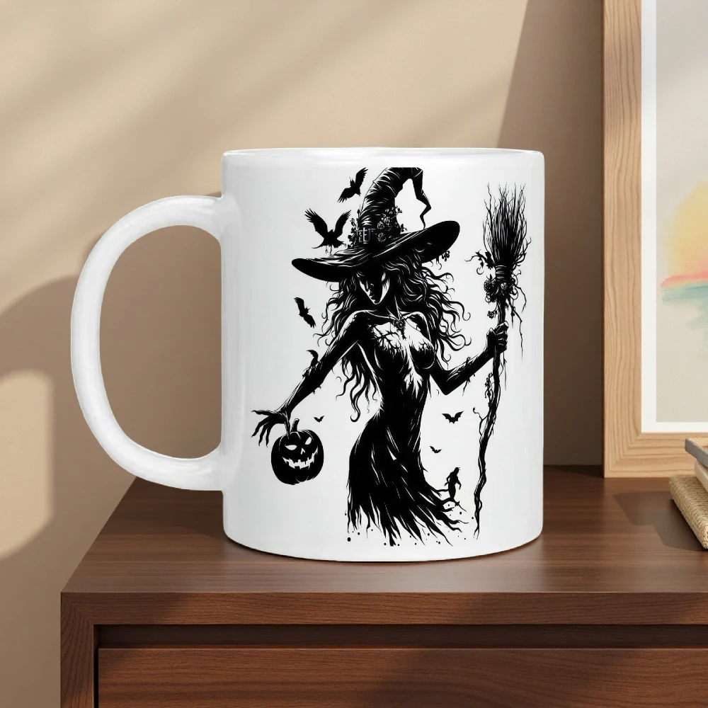 1pc Halloween witch-themed mug, machine washable, suitable for everyday use in the kitchen, office, and general office.