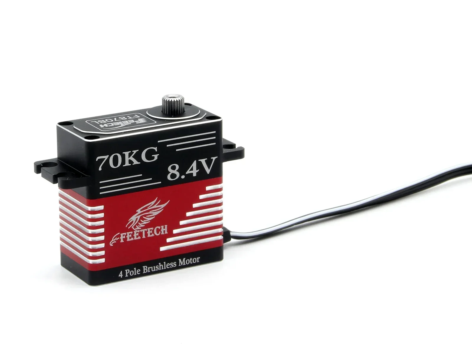 Tahan air 180 ° 8.4V 70kg.cm 0.14sec/60 ° PWM Digital Full aluminium Shell Metal Gear 4 tiang Brushless Motor Servo untuk mobil RC mainan