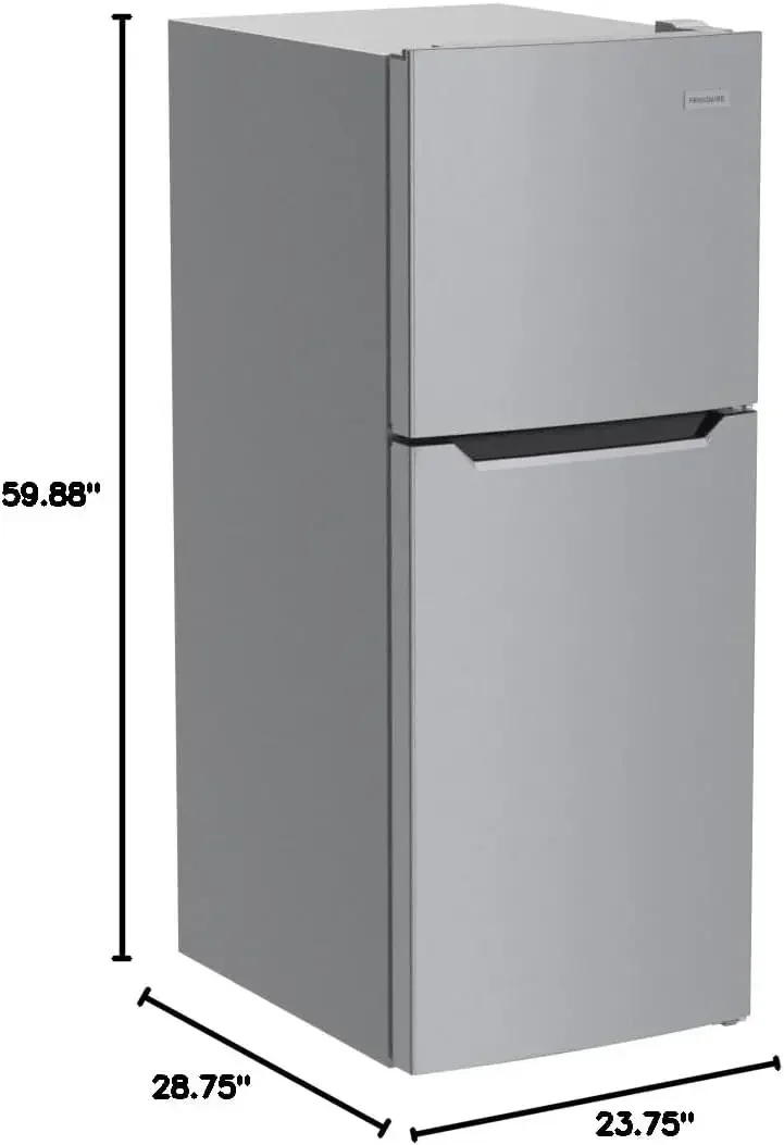 Frigidaire 11.6 Cu. Ft. Compact ADA Top Freezer Refrigerator in Brushed Steel with Electronic Control Panel, Reversible Door