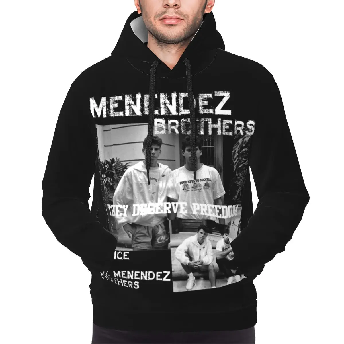 Mens Free The Menendez Brothers 3D Print Hoodie Hooded Collar Drawstring Hoodies Will They Go Free 2024 Pullover Sweatshirts