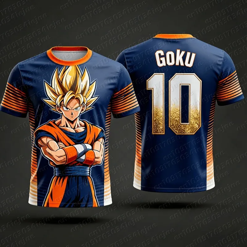 2026 New Adult Men's Dragon Ball Goku 3D Printed Football Jersey T-Shirt Kids Anime T-Shirt Special Football Jersey image 2
