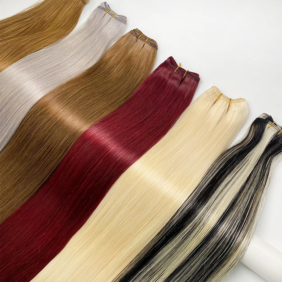 Natrual 100% Remy Human Hair Weave Bundles Double Weft Machine Wefted Soft Straight Sew In Extensions 100g for Women 18-30 Inch
