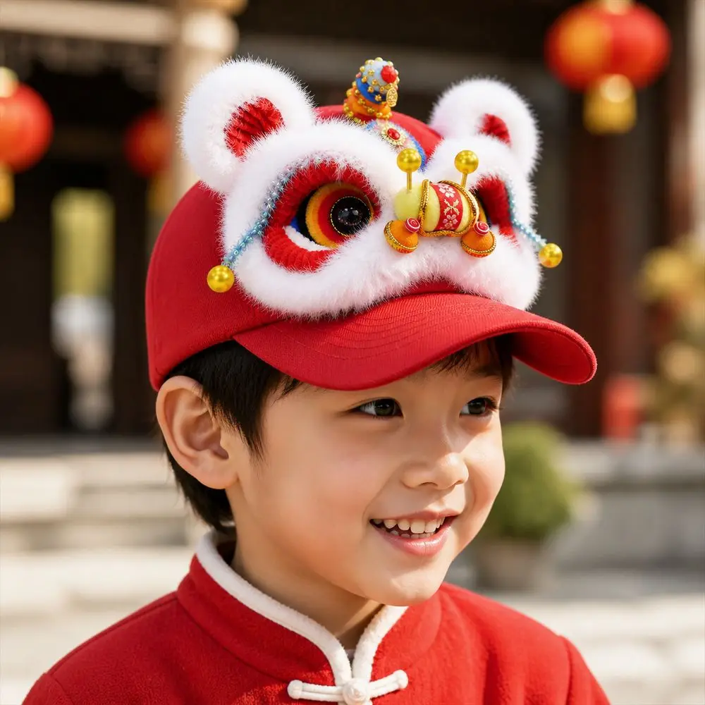 Creative Gift 3D Lion Dance Hat Lightweight Versatile Style Breathable Sun Visor Hat Breathable Baseball Cap
