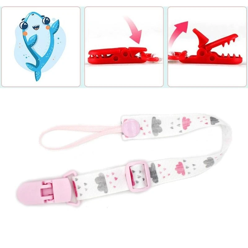 M76C nadruk kreskówkowy łańcuszek z klipsem do smoczka dla dziecka gryzak łańcuszek do smoczka klips do uchwytu