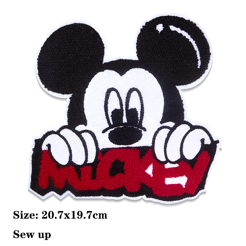 Disney Mickey Mouse Chenille Icon Towel Embroidery Applique Patches For Clothing DIY Sew up Patch on the stickers