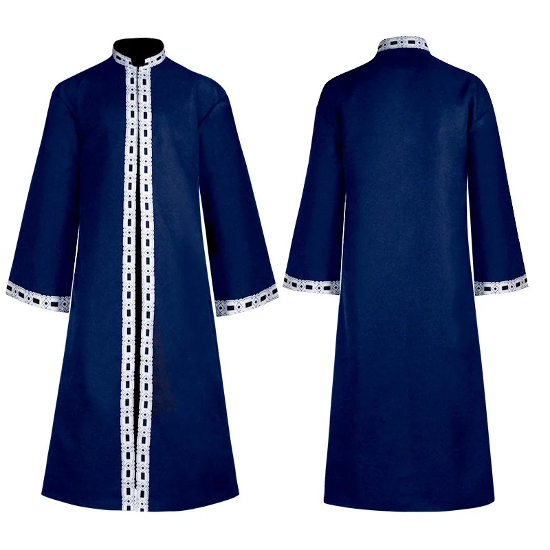 Costume Cosplay Retro Medieval para Homens e Mulheres, Traje Anime, Robe Azul, Roupas Pastor, Fato de Festa de Carnaval de Halloween