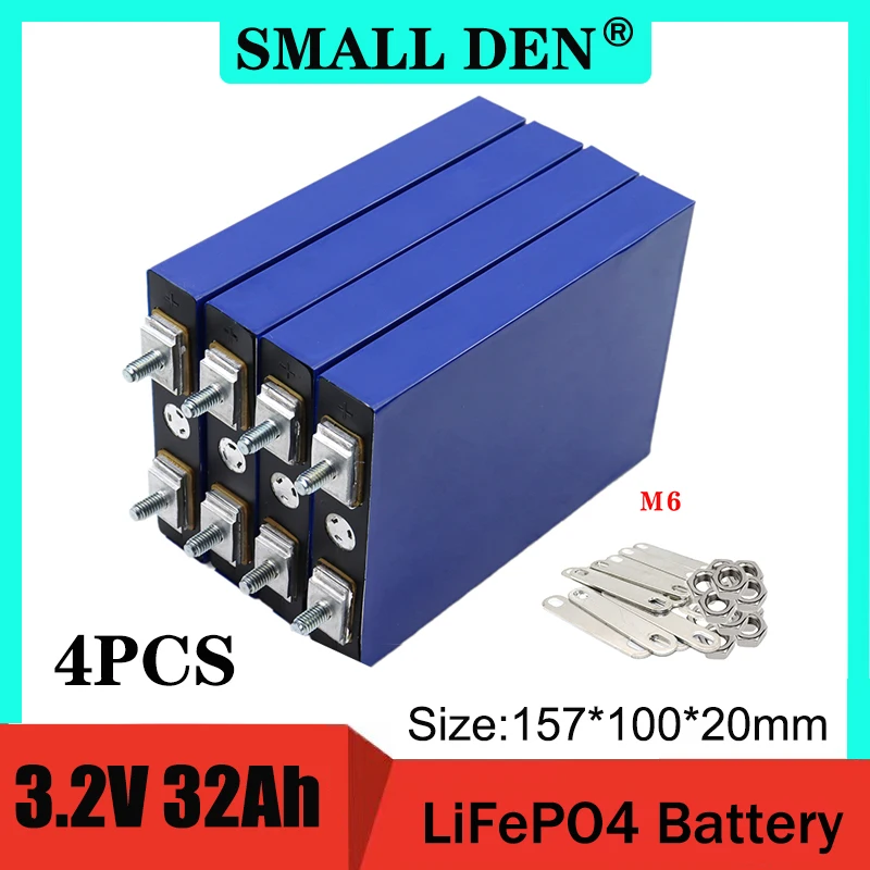 

4PCS 3.2V 32Ah lifepo4 battery Max 5C discharge 32000mAh welding M6 stud DIY 12V 24V 4S 8S lithium iron phosphate battery pack