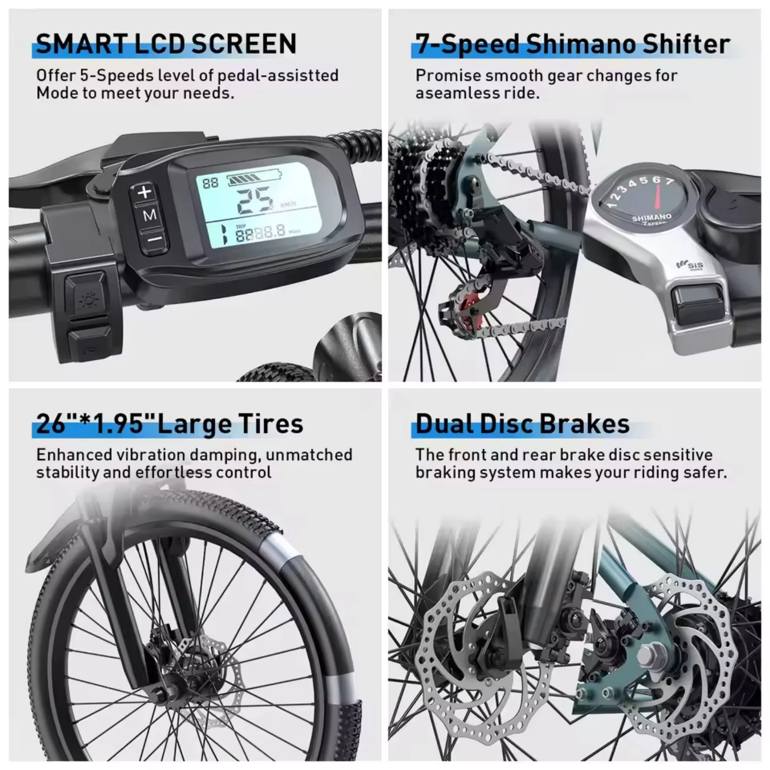 Circular Sightseeing Route E-bike, 500W Motor, 26 inch wheel, mechanical disc brake, pedal assist, removable battery, loop travel along urban scenic paths view 8
