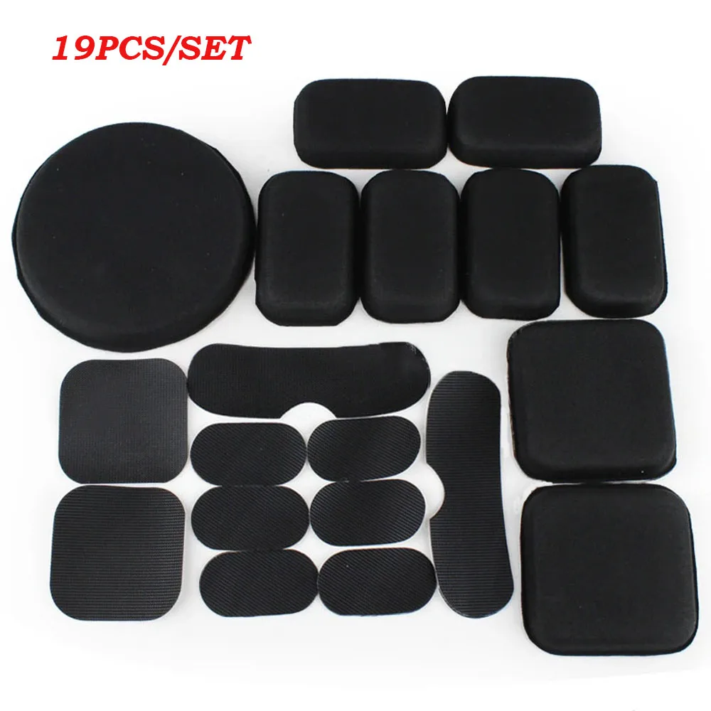 19PCS Tactical Helmet Protective Pads Set EVA Cushion Pad with Hook Sticker Memory Foam Pad for Airsoft Hunting Helmet Accessory