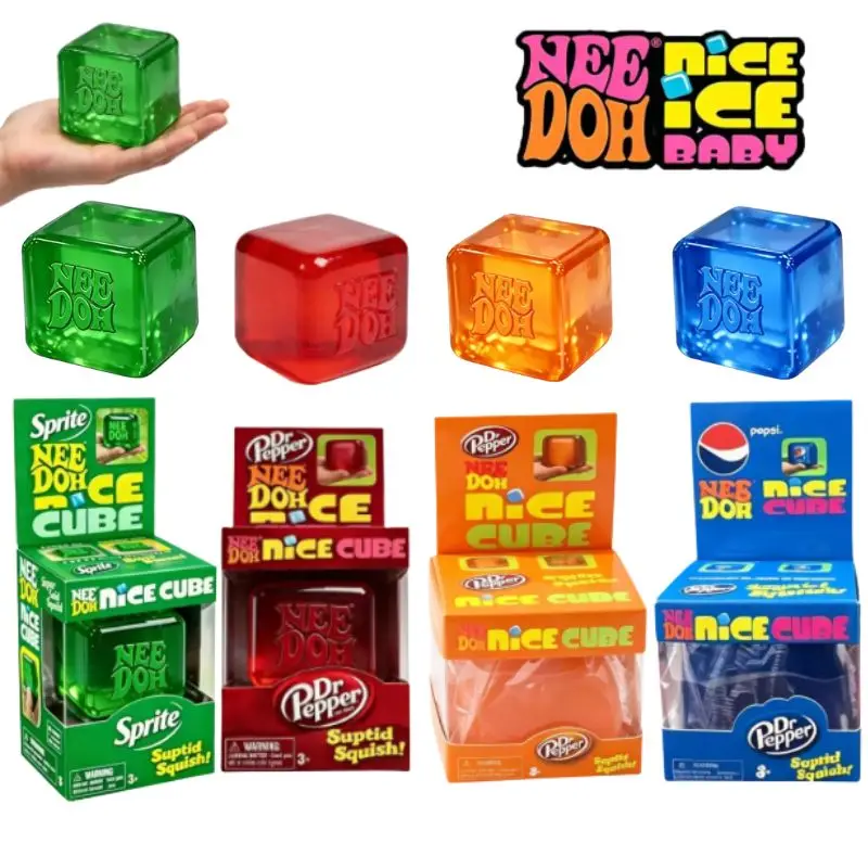 Needoh Nice Cube Sensory Nice-Sicle Stress Relief Squishy Cube Anti-Anxiety Squeeze Object fidget toy For Focus ADHD Population