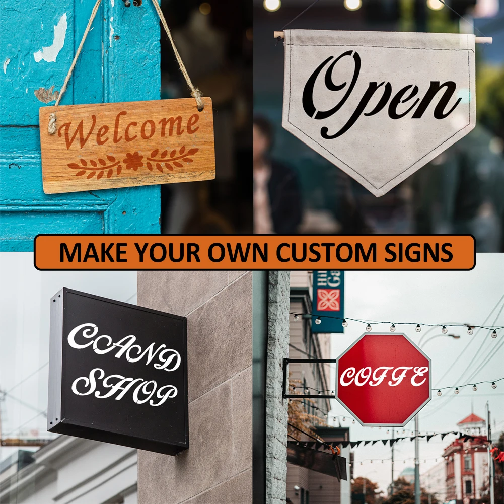 레터 스텐실 현관 원단 초안 템플릿, 재사용 가능한 DIY 공예, 회화용 목재, 벽 미술 알파벳 번호, 45 개/팩