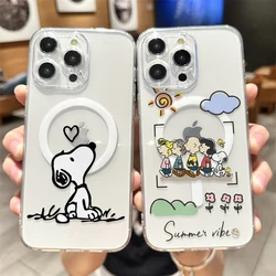 Snoopy Dog Cute Cartoon Anime With Magsafe Case For iPhone 16 15 14 13 12 11 Pro Max Magnetic Compatible Hard Shell Cover