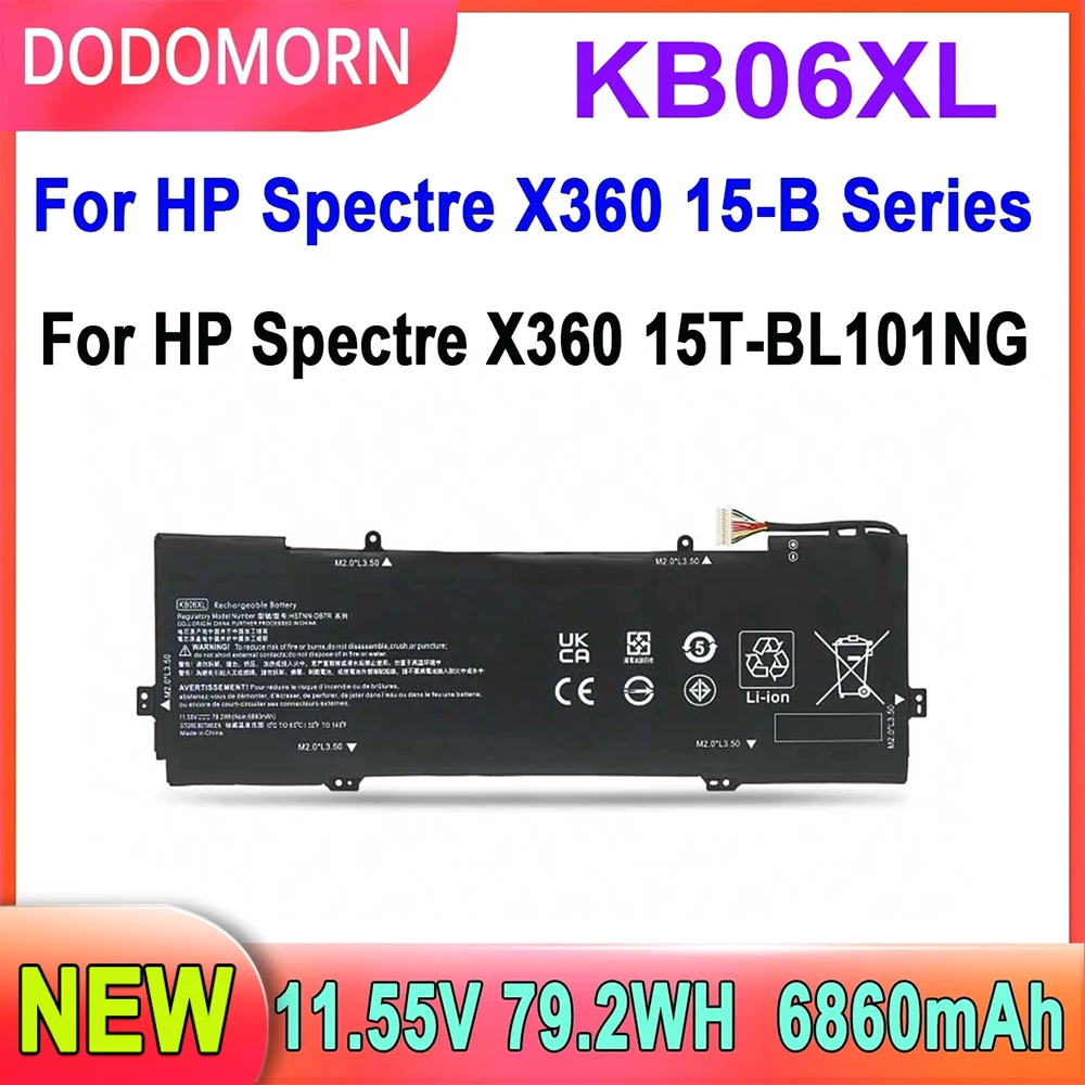 DODOMORN-Batería de ordenador portátil KB06XL para HP SpectreX360, 15-B, 15-BL1XX, 15T-BL100, 15T-BL101NG, Z6K96EA, Z6L00EA, HSTNN-DB7R, 11,55 V, TPN-Q179