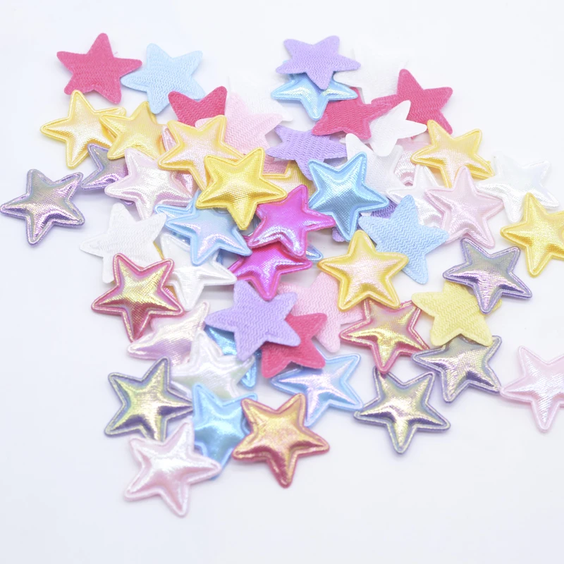 100Pcs 25mm Colorful Star Applique for Handmade Hat Crafts Clothes Sewing Patches DIY Headwear Clips Bow Decor Accessories