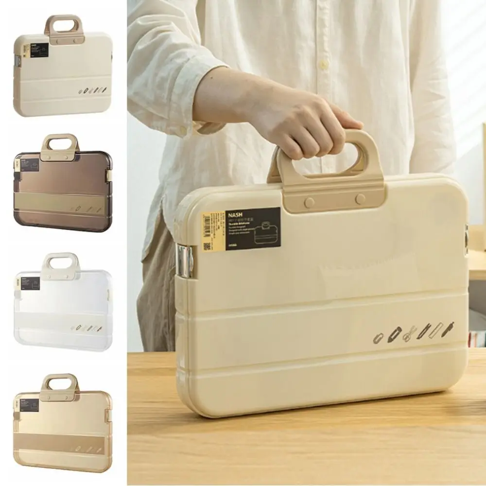 

Portable Documents Case with Handle Plastic A4 File Folder Waterproof Clear View Document Storage Boxes Office Supplies