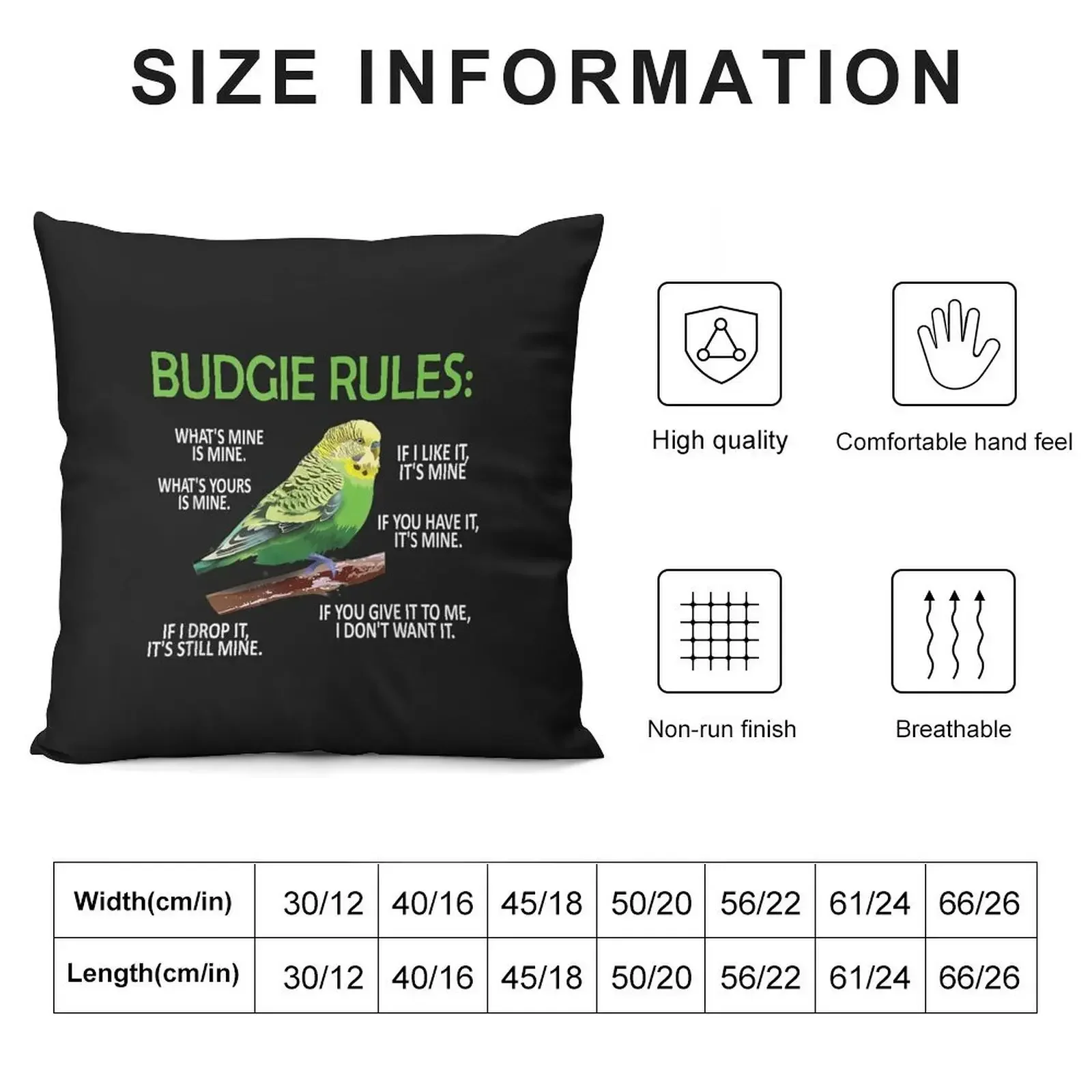 Budgie Rules Budgie Lover Parakeet Bird Budgerigar TShirt88 Throw Pillow Covers For Sofas Christmas Pillowcase pillow