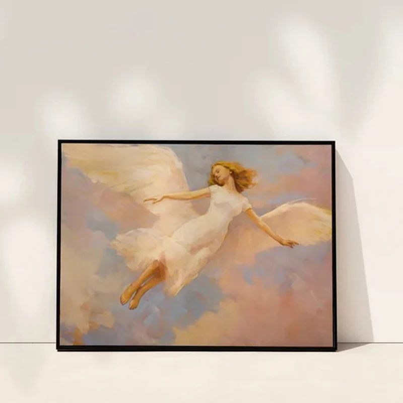 

Винтажная картина с изображением ангела | Розовое настенное искусство | Эстетика Ангелкор | Постеры на холсте без рамы с принтом в стиле Preppy Light Academia