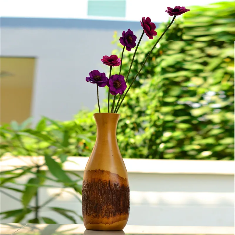 Mango Wood Vase Decoration Flower Arrangement Dried Flower Vase Decoration Table Top Nordic Southeast Asian Style Home