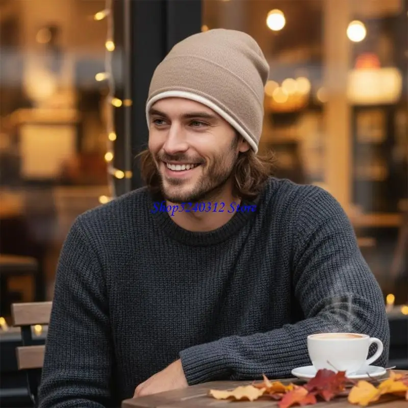 

634C Вязаная кашемировая шапка премиум-класса с утолщенной подкладкой, аксессуар для холодной погоды, модный зимний аксессуар