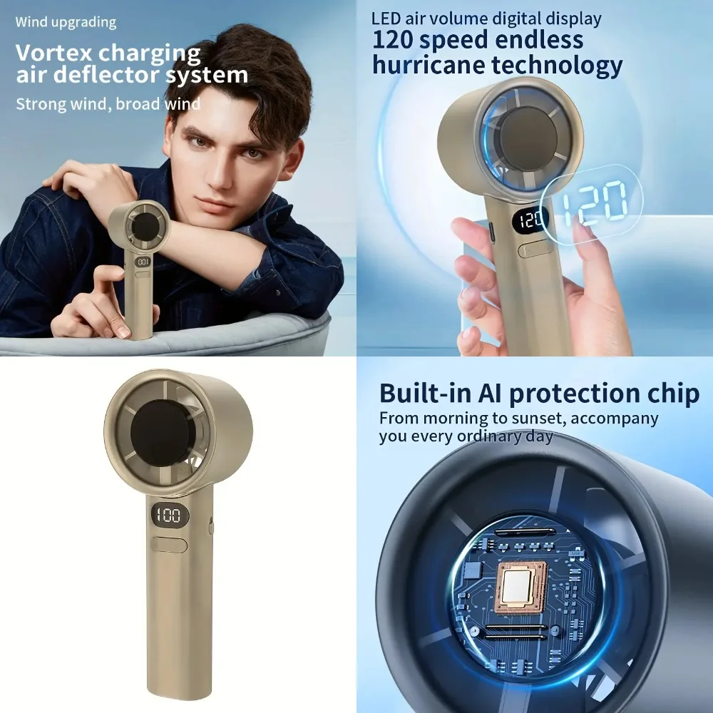 

120-Gear Mini USB Handheld Fan - Portable, Rechargeable, Adjustable Speed, Compact Design for Students, Office, Travel & Outdoor