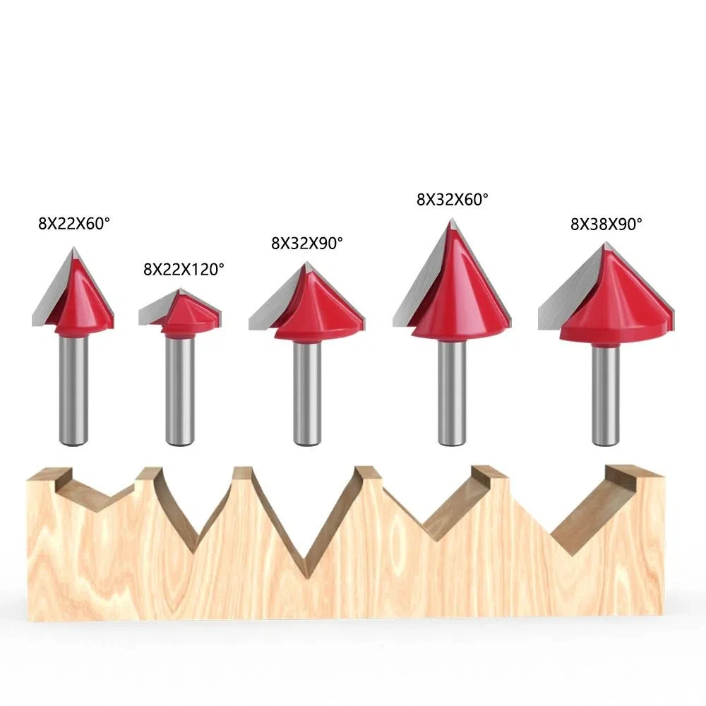 Cupboard Professional Shank Router Bits Precision Steel V Type 90 Degree Router Bits Durable Efficient Milling Cutter Hand Tool